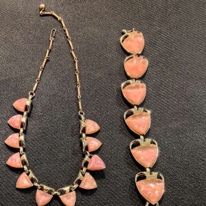 Coro Pink Heart Necklace and Bracelet Set